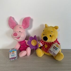 Disney Star Bean "FLOWER SNIFFIN PIGLET” & PJ PARTY POOH” Beanie NEW W/TAG RARE